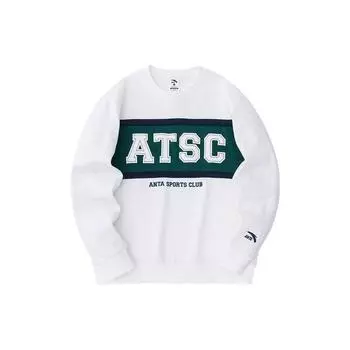 Anta Lifestyle Series Letter Round Neck Pullover Fleece Hoody Men sweatshirt Paper-White 152348706-1 L