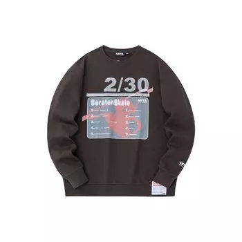 Anta Lifestyle Series Letter Round Neck Pullover Loose Sweatshirt Men Sweatshirt Dark-Brown 152338717-3 L