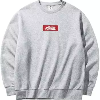 Anta Lifestyle Series Letter Круглый вырез свитер Повседневный свитшот с длинным рукавом Унисекс свитшот Серый 972438702-5 XL