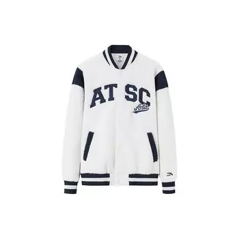 Anta Lifestyle Series Letter Splicing Single-Breasted Thickened Long Sleeve Baseball Jacket Unisex Jacket White 152348710-1 5XL