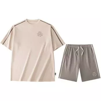 Anta Футболка с коротким рукавом и буквенным принтом Lifestyle Series, повседневный спортивный костюм с короткими рукавами и средней талией, мужской костюм 952428201-2 L