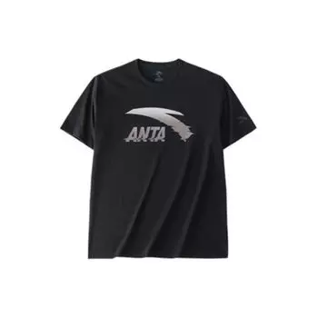 Anta Футболка унисекс с коротким рукавом и круглым вырезом с логотипом Lifestyle Series, цвет черный, серебристый 952428107-4 S