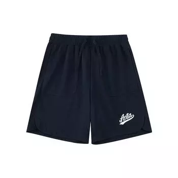 Anta Lifestyle Series Logo Letter средней талии Прямые свободные шорты с пятью точками Женские шорты Basic-черные 162338307-2 XL