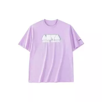 Anta Lifestyle Series Logo Print Casual Letter Short Sleeve T-Shirt Unisex Tops Light-Pink Purple 152328133-3 2XL