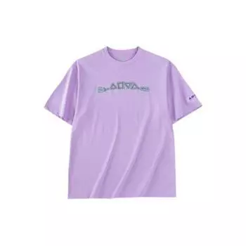 Anta Lifestyle Series Logo Print Letter Round Neck Pullover Short Sleeve T-Shirt Unisex Tops Light-Pink Purple 152328132-3 S