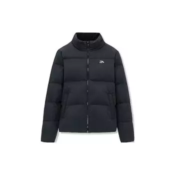 Anta Lifestyle Series Logo Print Pattern Zipper Stand Collar Down Jacket Women Outerwear Black 162248907-3 XL