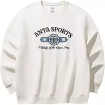 Anta Lifestyle Series Loose Fit Retro Sweatshirt Men sweatshirt Warm-Jade-White 152518705S-1 L