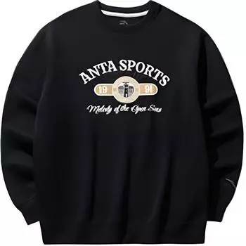 Anta Lifestyle Series Loose Fit Retro Sweatshirt Men tops Black 152518705S-3 M