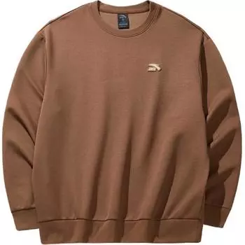 Anta Lifestyle Series Mens Outdoor Casual Comfortable Crew Neck Pullover Sweatshirt Unisex sweatshirt Cinnamon-Brown 972448710-4 XL