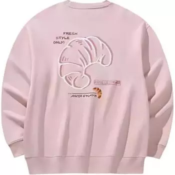 Anta Lifestyle Series Printed Letter Crew Neck Comfortable Breathable Loose Sweatshirt Unisex Sweatshirt Winter-Pink 172448704S-3 2XL