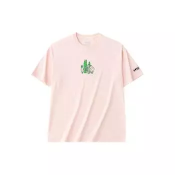 Anta Lifestyle Series Printed Letter Round Neck Loose Short Sleeve T-Shirt Unisex Tops Light-Mist-Pink 172428111-3 M