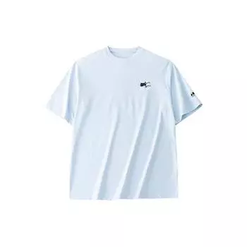 Anta Lifestyle Series Printed Letter Round Neck Pullover Short Sleeve Drop Shoulder T-Shirt Men Tops Light-Blue 172428123-2 2XL