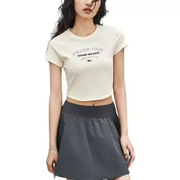 Anta Lifestyle Series Printed Letter Slim Fit Short Sleeve T-Shirt Women tops Cloud-White 162428117-1 S
