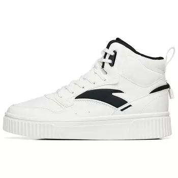 Anta Lifestyle Series Retro Casual High-Top Sneakers Women Sneakers White Black 922248015-1 35.5