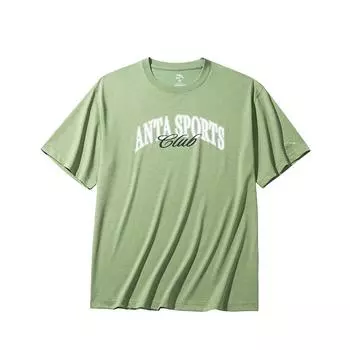 Anta Lifestyle Series Retro Casual Loose Fit Round Neck Short Sleeve T-Shirt Men Tops Gray Green 152438110-3 S