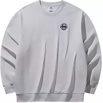 Anta Lifestyle Series Round Neck Letter Pullover Sweatshirt Unisex sweatshirt Gray Floral-Gray 952448708-1 2XL