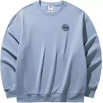 Anta Lifestyle Series Round Neck Letter Pullover Sweatshirt Unisex sweatshirt Blue Gray 952448708-6 M