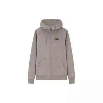 Anta Lifestyle Series однотонная толстовка с капюшоном на молнии с длинным рукавом унисекс льняно-серого цвета 972338720-6 M