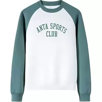 Anta Lifestyle Series Sport Casual Simple Color Block Letter Round Neck Pullover Loose Sweatshirt Women sweatshirt 162448702S-2 M