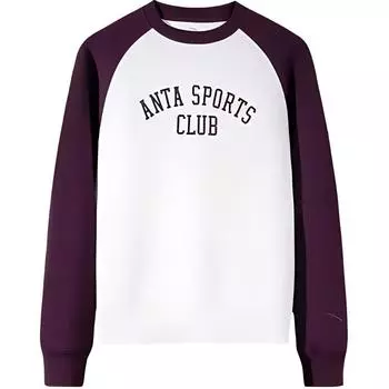 Anta Lifestyle Series Sport Casual Simple Color Block Letter Round Neck Pullover Loose Sweatshirt Women sweatshirt 162448702SS-3 S