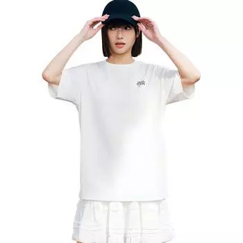 Anta Lifestyle Series Sport Casual Simple Letter Print Round Neck Pullover Loose Short Sleeve T-Shirt Women T-Shirts 962528119-1 XS