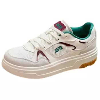 Anta Lifestyle Series Trendy Comfortable Slip Resistant Durable Low Top Skate Shoes Women sneaker White Red Green 922348072-2 36