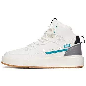 Anta Lifestyle Series Trendy Universal Slip Non-Slip Durable High Top Skate Shoes Men Sneakers White Green Gray 912238011-3 41