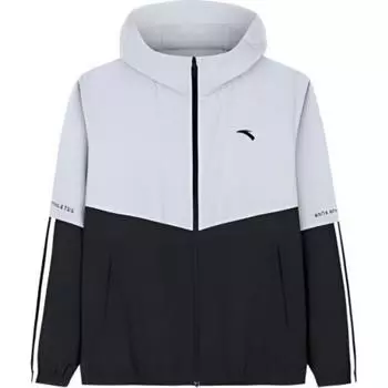 Anta Спортивная ветровка с капюшоном и молнией Lifestyle Series, с длинным рукавом, мужская верхняя одежда, цвет серый, базовый, черный 152447626-1 3XL
