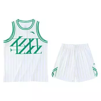 Anta Lightweight Series Logo Letter Pattern Striped Tank Top And Shorts Basketball Suit Men sportswear White 152321205-1 L