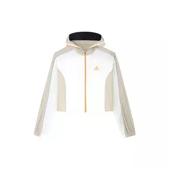 Anta Lightweight Shell Sun Protection Jacket Earth Shell Ice Skin Anti-Ultraviolet Water-Repellent Women Jackets Nude-Khaki Vanilla-White 962427601-5 XL