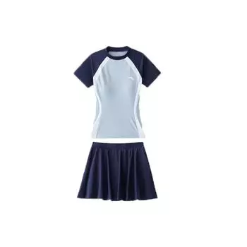 Anta Little Waist Series, цветной блок, круглый вырез, свитер, короткий рукав, футболка, средняя талия, прямая юбка, раздельный купальник, женский купальник 1823531442-1 XXL
