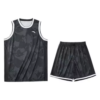 Anta Logo All Over Print Sports Basketball Game Set Men Sportswear Black 152221210-6 L