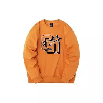Anta Logo Digital Print Pattern Plus Бархатный пуловер Толстовка Топы унисекс Оранжевый 152248725-3 XXL