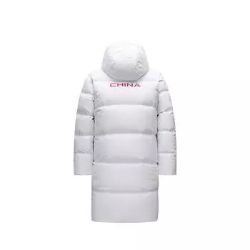 Anta Logo Letter Zipper Hooded Long Sleeve Down Jacket Unisex Outerwear Pure-White 172517902-1 XL