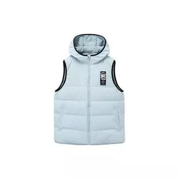 Anta Logo Pattern молния с капюшоном без рукавов пуховый жилет унисекс жилеты синий 172241902-2 L