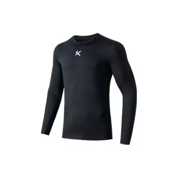 Anta Logo Print Breathable Round Neck Pullover Long Sleeve Fitness Shirt Men tops Black 952231401-3 M