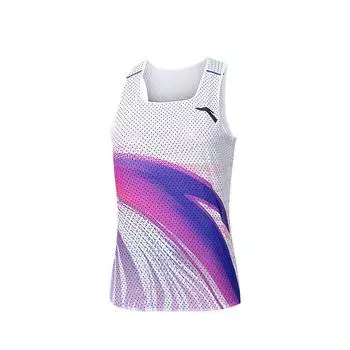 Anta Logo Вязаный спортивный жилет для бега с круглым вырезом без рукавов для женщин, топы Palace-Purple Printed 162445101-2 M