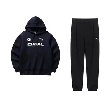 Anta Loose Fit Letter Print Hoodie And Knit Pants Sweatshirt Set Men Sweatshirt Set 952337309-1+152441754-2 M