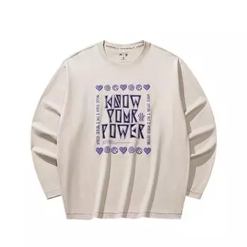 Anta Loose Fit Simple Round Neck Versatile Moisture Wicking Casual Sports Long Sleeve T-Shirt Unisex Tops 172531402-1 S