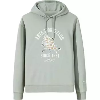 Anta Loose Letter Print Hooded Comfortable Casual Sweatshirt Women tops Blue 162448708N-3 S