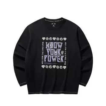 Anta Loose Simple Versatile Round Neck Moisture Wicking Casual Sports Long Sleeve T-Shirt Unisex Tops 172531402-2 M