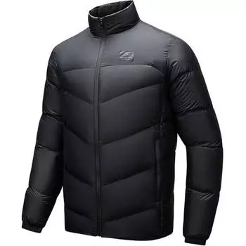 Anta Mens Training Casual Comfortable Stand Collar Zipper Down Jacket Unisex outerwear Basic-Black 152447915-4 L