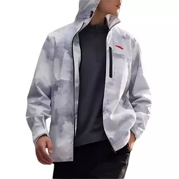 Anta Mens Training Series Full Print Hooded Long Sleeve Jacket Men Jacket Pure-White 152447617N-3 3XL