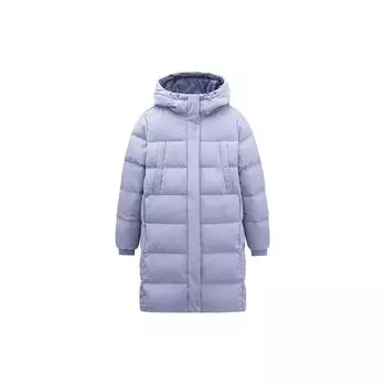 Anta Водонепроницаемая утолщенная теплая куртка-пуховик средней длины с капюшоном и принтом букв, женская верхняя одежда Yangxu-Purple 162417902-4 S