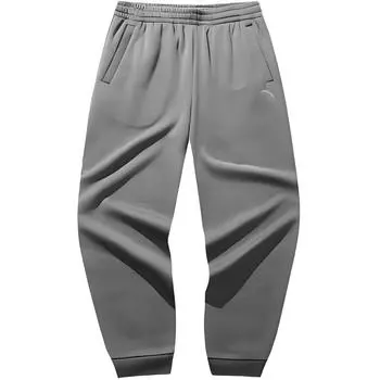 Anta Mid Waist Fleece Lined Tapered Durable Knitted Sports Pants Men Bottoms Dark-Brown Gray 952517306N-5 S