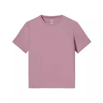 Anta Minimalist Versatile Letter Comfortable Round Neck Pullover Short Sleeve T-Shirt Women T-Shirts Lavender-Pink 162537121-5 S