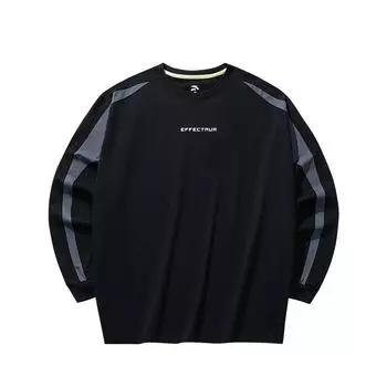 Anta Moisture Wicking Loose Fit Letter Splicing Sports Crew Neck Long Sleeve T-Shirt Men Tops 972531402-3 S