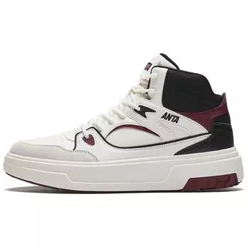 Anta Muffin Comfortable Fashion Non-Slip Wear-Resistant High-Top Skate Shoes Men Skate Shoes White Red Black 912448082-2 41