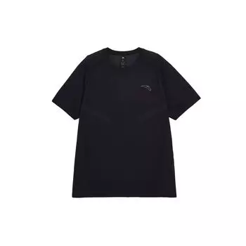 Anta Мужская футболка для бега, простая однотонная, с круглым вырезом и коротким рукавом, мужские топы, базовая, черная 952425102-5 M