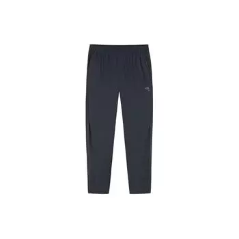 Anta Мужские повседневные брюки Running Series, однотонные, со средней талией, прямые, с девятью точками, черные 152425304-1 S